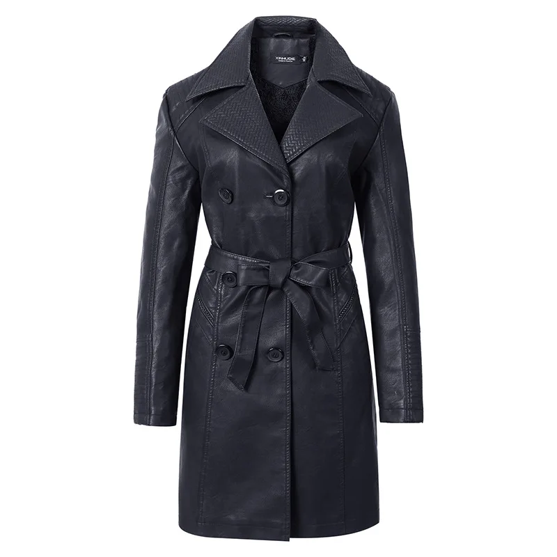 

2021 Women's Leather Plus Velvet Long Women's Leather Jacket Fall 2021 Women Coat Leather Coats Women Biker Jacket