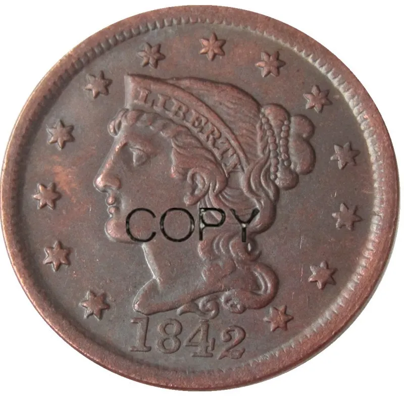 1842 оплетенные волосы большие/один % 100% Медные копировальные монеты|Безвалютные