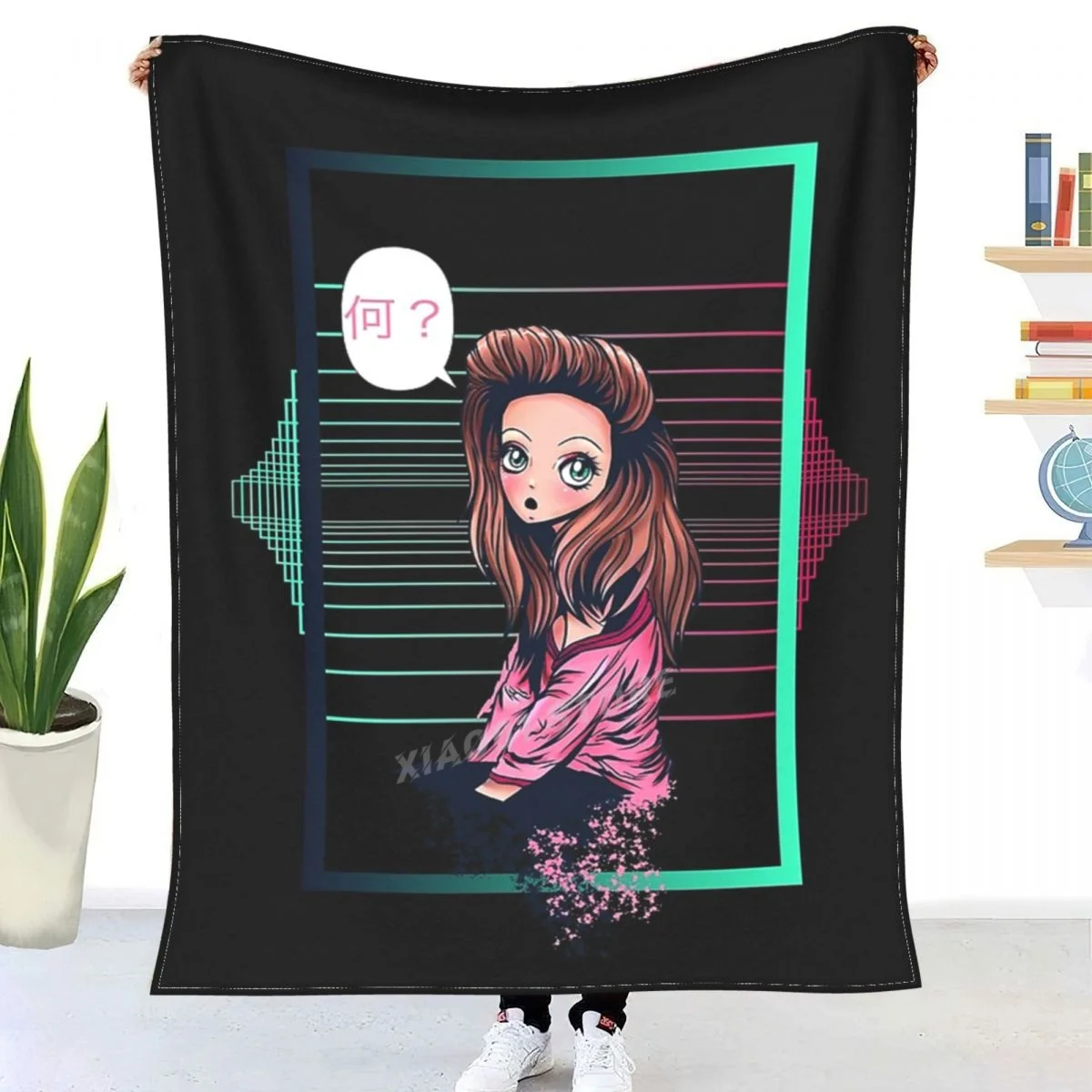 

"What" Girl Throw Blanket Sherpa Blanket Bedding soft Blankets
