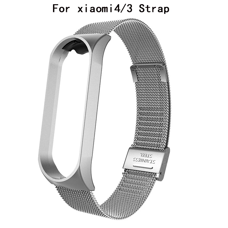mi4 3 Strap Силиконовый стальной ремешок для Xiao mi 3 4, умный браслет из нержавеющей стали, сменный ремешок для mi band 3 4, Xiao mi, умный Браслет - Цвет: mi4 3 Strap