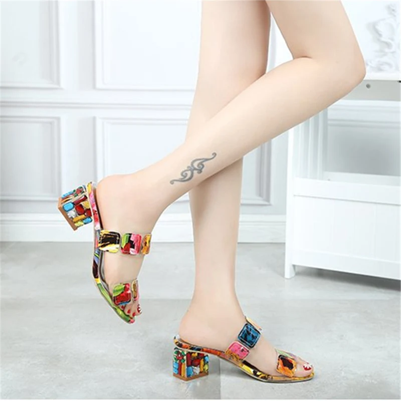 2020 летние женские туфли без задника на высоком каблуке 6 5 см с кристаллами