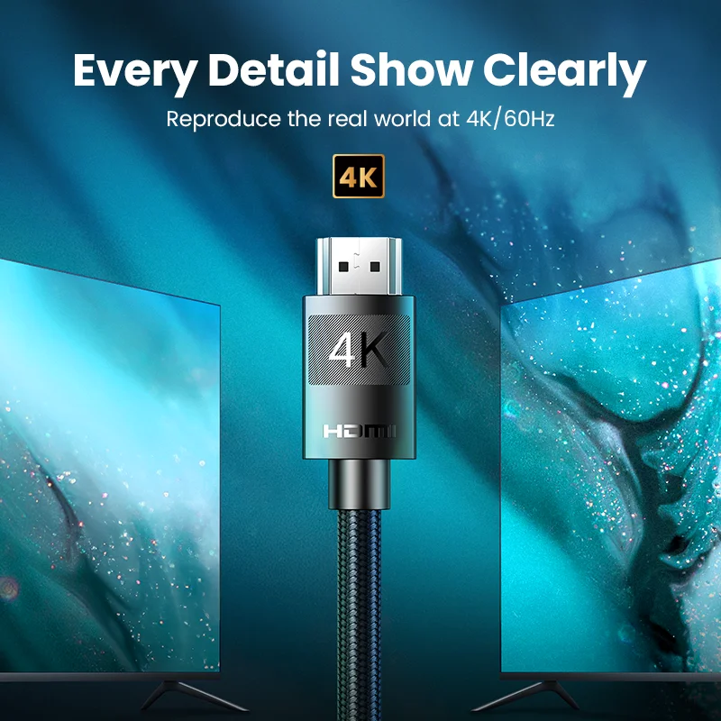 Фото UGREEN HDMI кабель 4K/60Hz HDMI 2,0 кабель для RTX 3080 PS4 Xbox HDMI сплиттер HDMI переключатель Aux Ethernet кабель 4K 3D Кабель HDMI №2