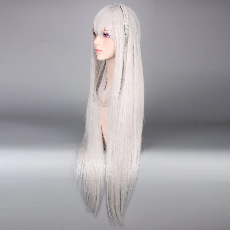Жизнь в другом мире от Zero Re:Zero kara Hajimeru Isekai Seikatsu Emilia длинный парик для косплея +