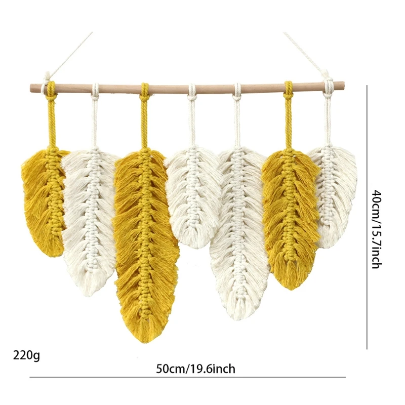 

Hand-woven Tapestry Feather Mural Decor Tufted Tassel Woven Wall Hanging Decorative for Living Room Decoration Natural