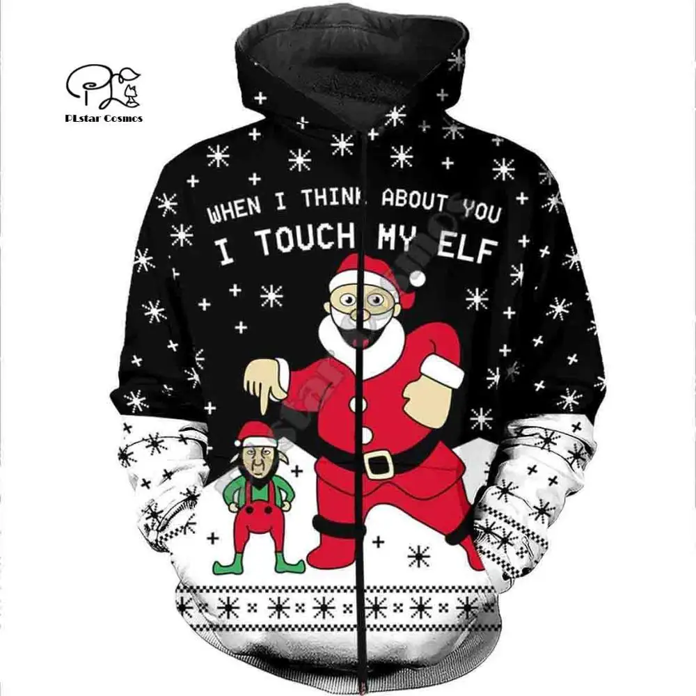 

PLstar Cosmos 3DPrint Merry Christmas Santa Claus Winter Harajuku Streetwear Funny Men Women Zip Hoodies/Sweatshirt/Jacket/b5