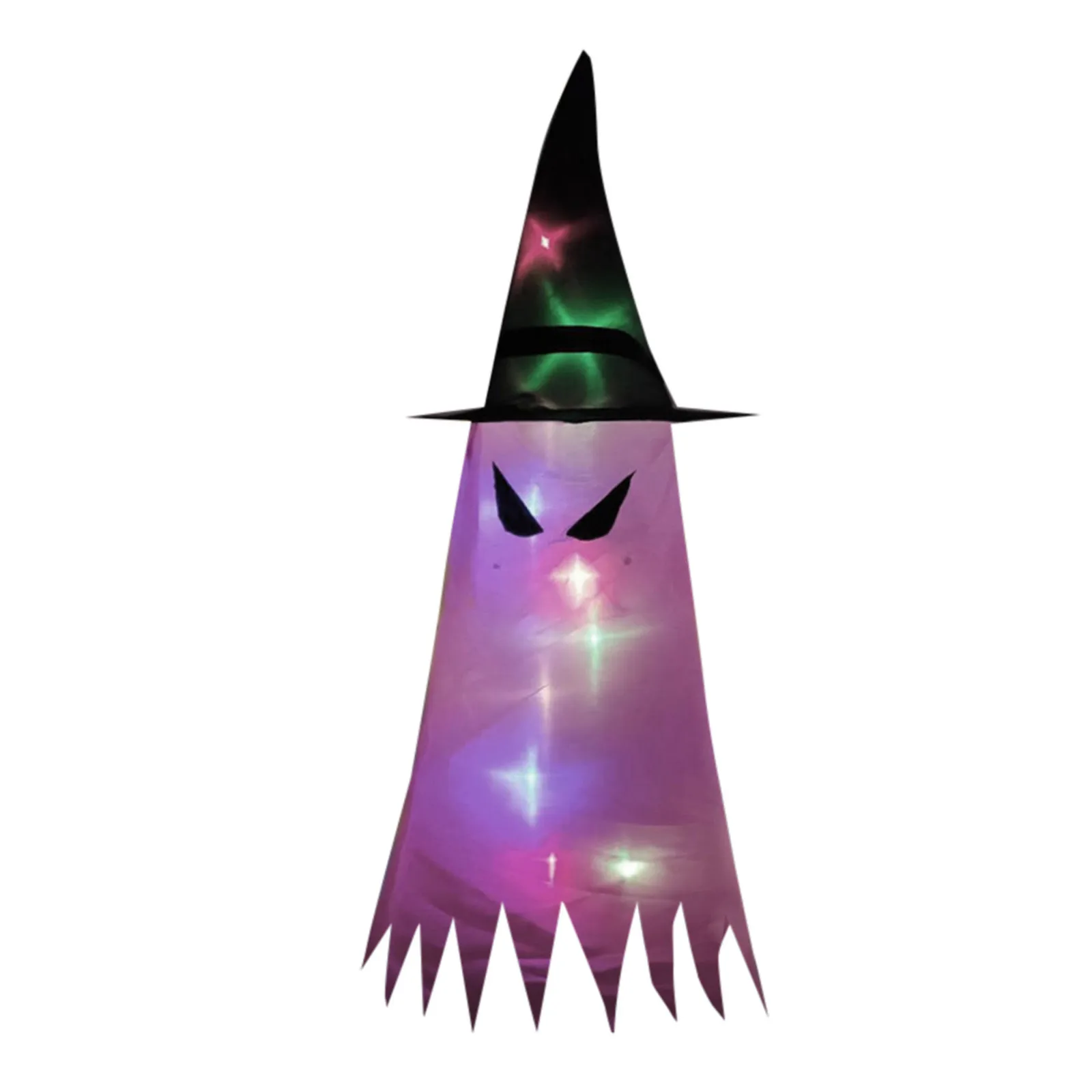 

1pcs Halloween Witch Hat With Led Light Glowing Witches Hat Ghost Hanging Halloween Decor Suspension Tree Glowing Hat For Kids