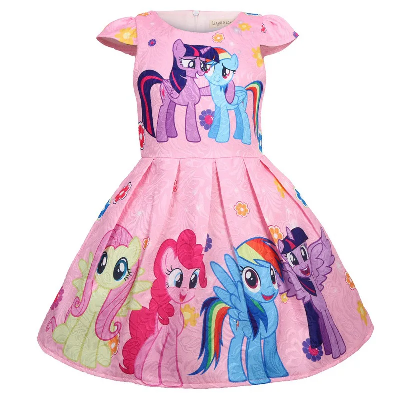 Платье для маленьких девочек платья с изображением пони мультяшный костюм