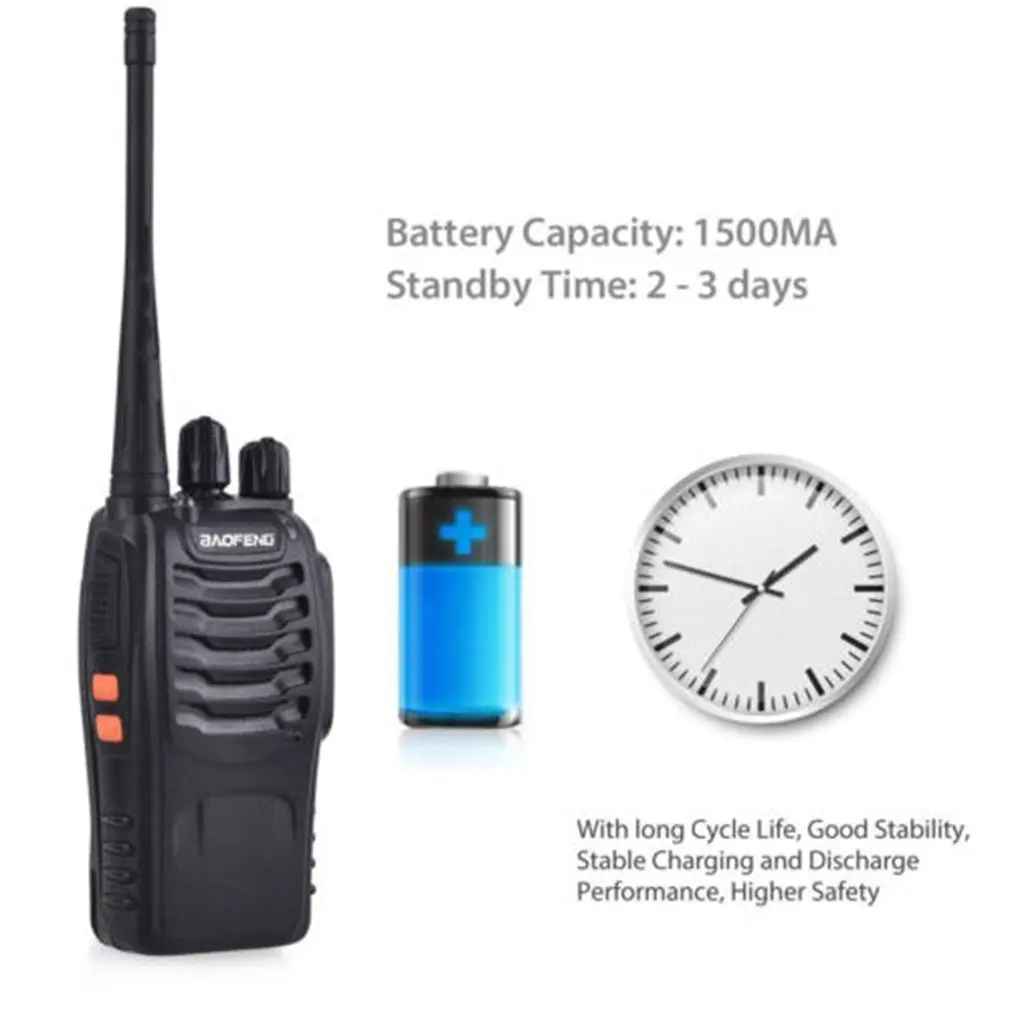 

BAOFENG BF-888S 1PCS Talkie Walkie 16CH FM UHF 400-470MHz 2-way Radio Transceiver Portable Interphone Long Distance Flashlight