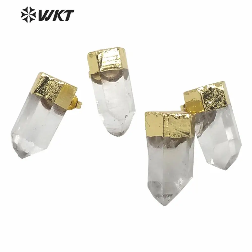 WT-E640 WKT, оптовая продажа, серьги-гвоздики из прозрачного камня, высококачественные серьги-гвоздики с прозрачными кристаллами и кварцевым по...