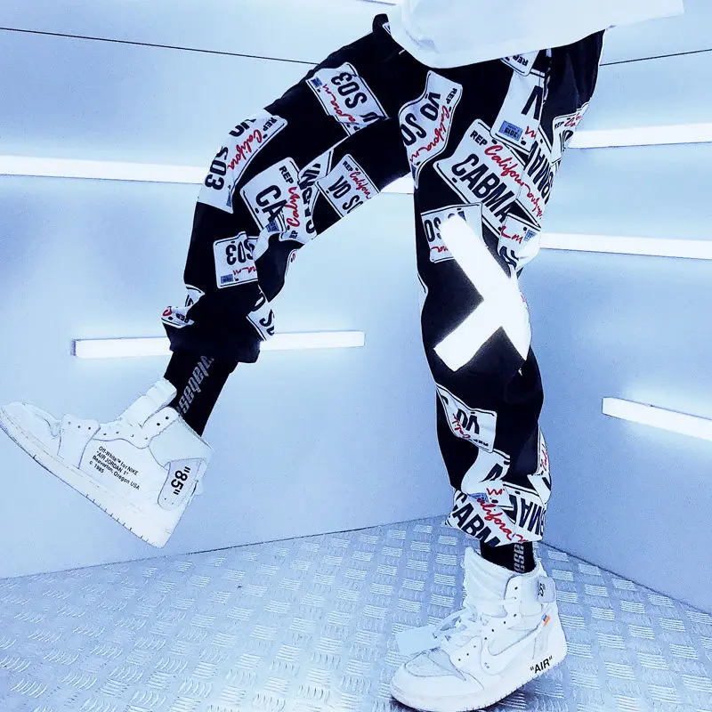 

Брюки-карго мужские спортивные в стиле хип-хоп, укороченные штаны с завышенной талией, свободные брюки, спортивные штаны, светоотражающие д...