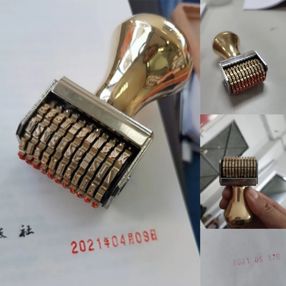 Letter Code Stamps Brass Adjustable Date Roller Stamp Supermarket Shop Newspaper Diary Hand Account Date Seal School Supplies