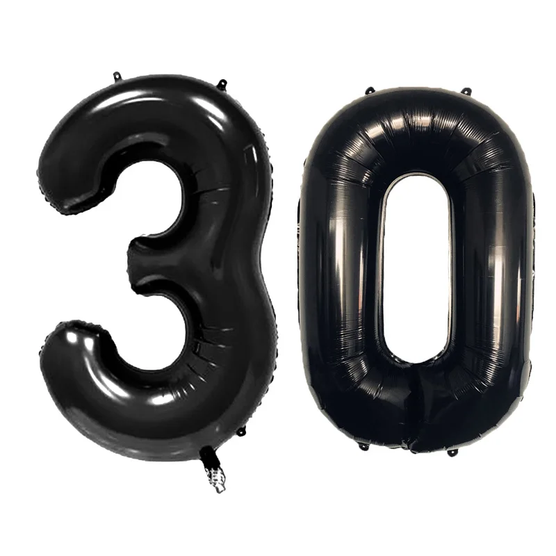 black 30 balloon 32 дюймов 5 цветов воздушный шар баннер 18 21 30 40 50 60 день рождения украшение для взрослых день рождения письмо номер Фольга Воздушный шар Globos мяч - Цвет: black 30 balloon