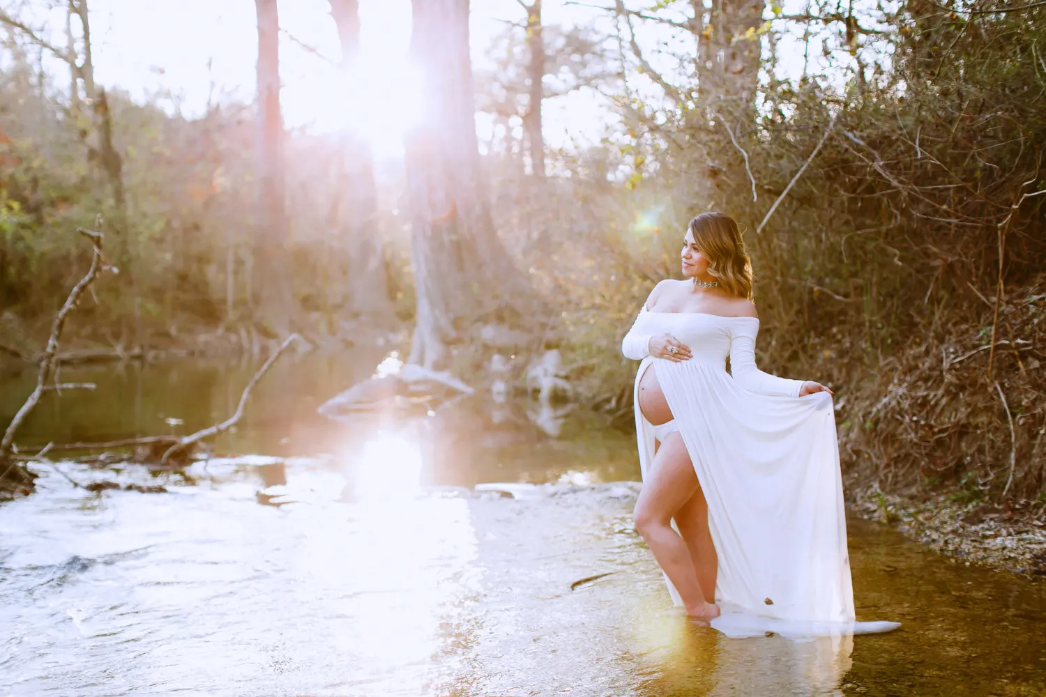 

2021 European and American white sexy deep neckline long-sleeved mercerized cotton stitching chiffon tight-fitting tail jumpsuit