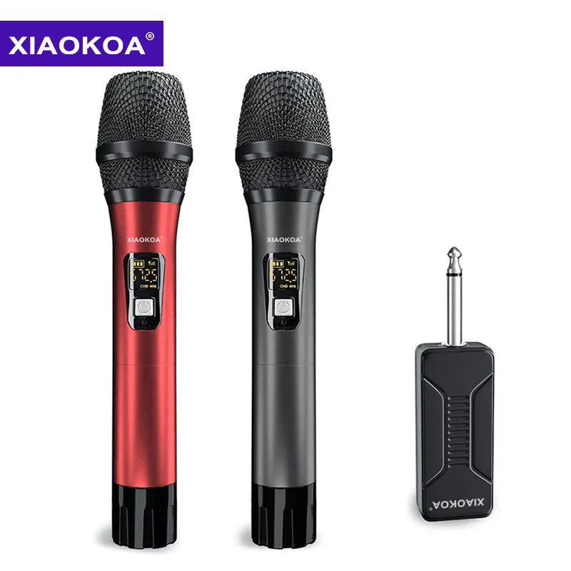Беспроводной микрофон UHF для караоке двойной ручной динамический с