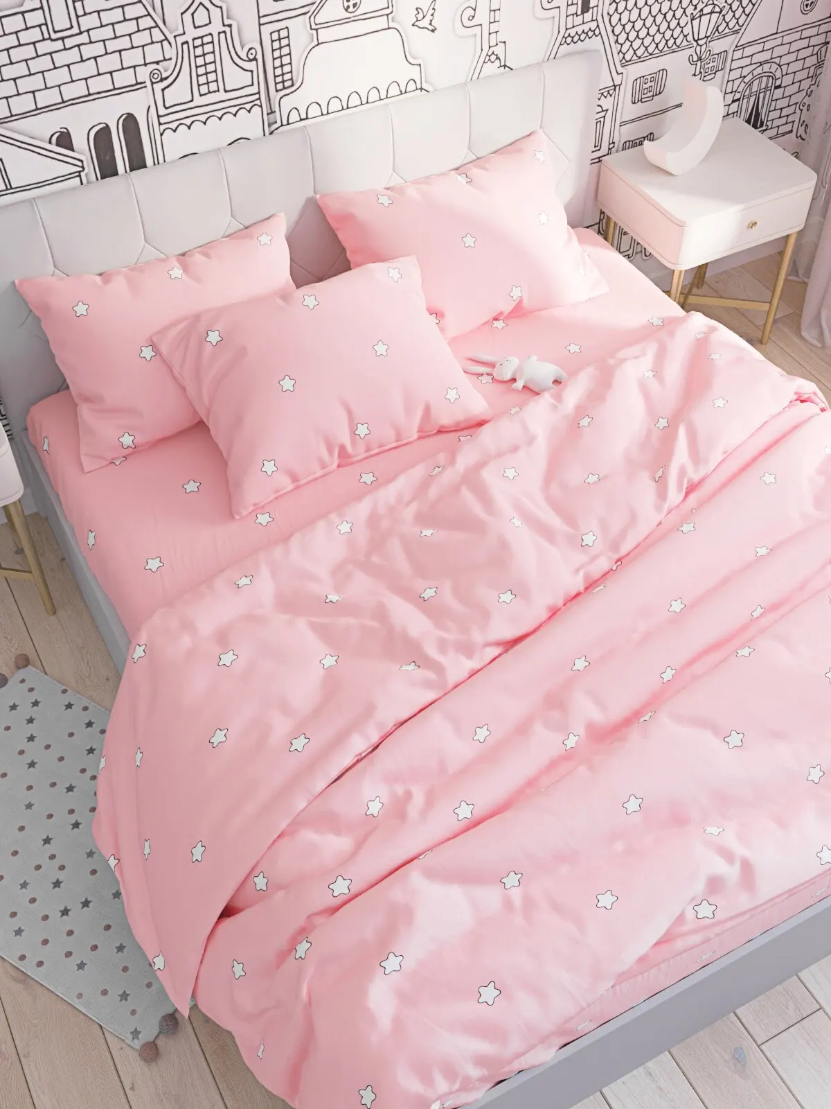 Пододеяльник Сказка &quotСпящие звезды (серо-голубые) 1 5-сп 145х215 см 2-сп 175х215 евро