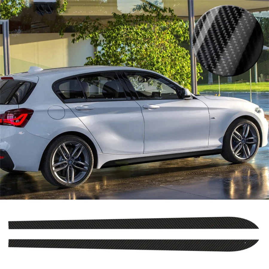

2Pcs 2.15m 5D Carbon Fiber Look Car Side Skirt Stripe Sticker For BMW 3 4 5 Series