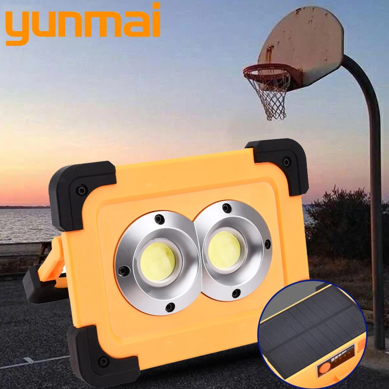 

Solar Working Light Waterproof IP67 Built in 18650 Battery Rechargeable in Sun or Usb Industrial Portable Flood Lamp Powerbank