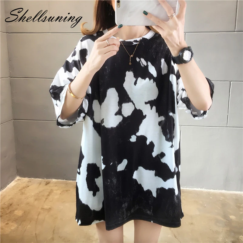 Shellsuning/Базовая женская летняя уличная одежда без застежки лоскутные рубашки с