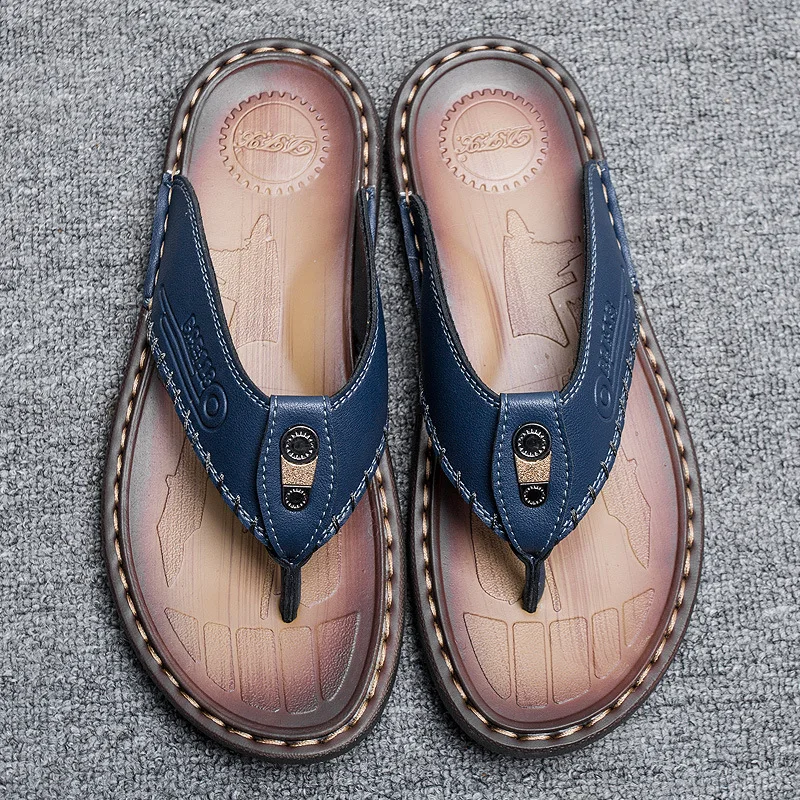 Летние мужские вьетнамки из натуральной воловьей кожи Цвет черный коричневый