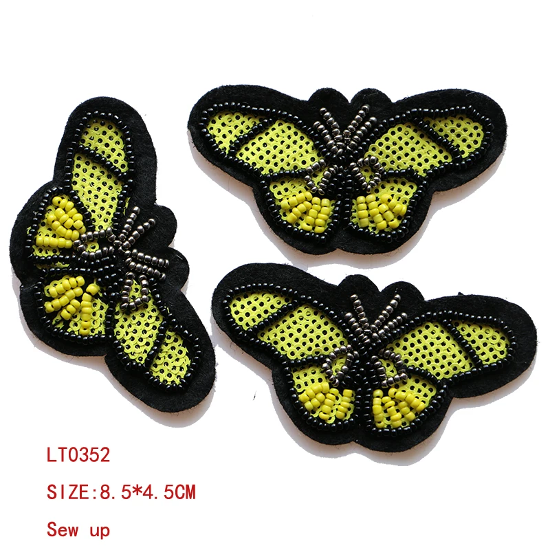 Стразы Декоративные нашивки с бисером значок бабочки вышитые аппликации для