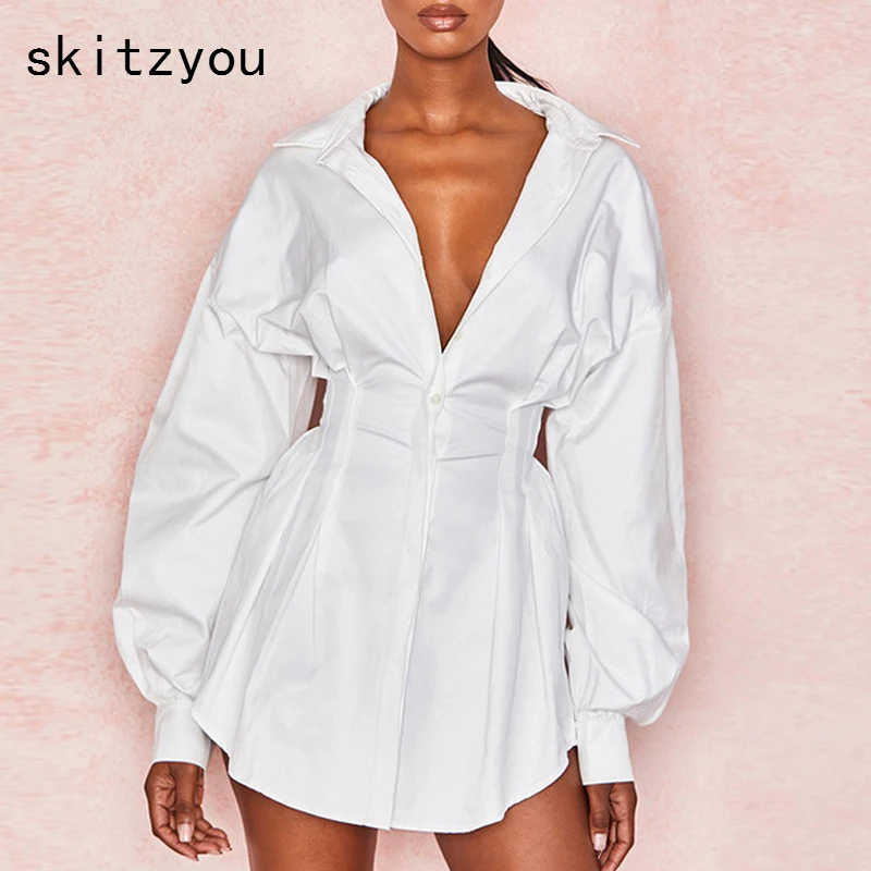 Skitzyou/белая женская осенняя блузка с длинным рукавом рубашка Повседневная