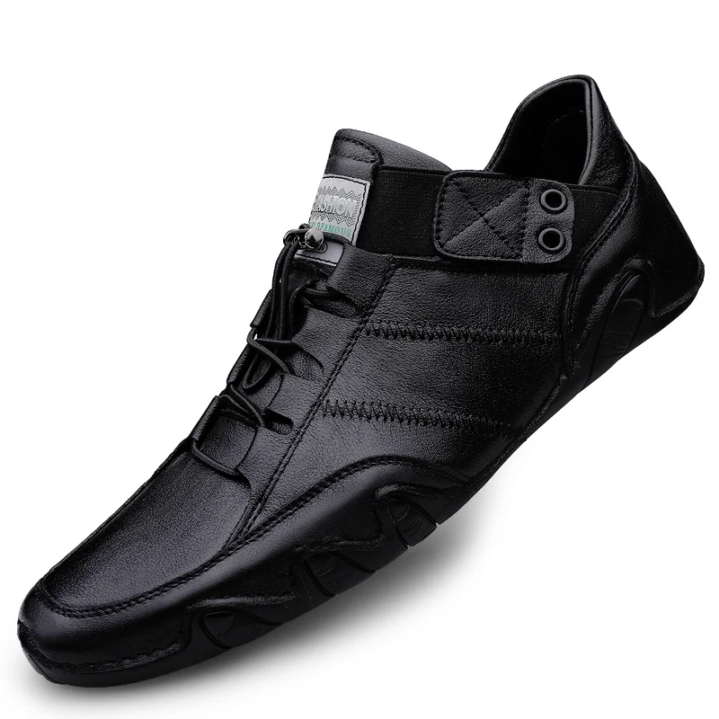 

2021 New Men's Quality Leather Shoes British Business Lace Up Fashion Black Sneakers Soft Casual Split Leather Outdoor Shoes Men