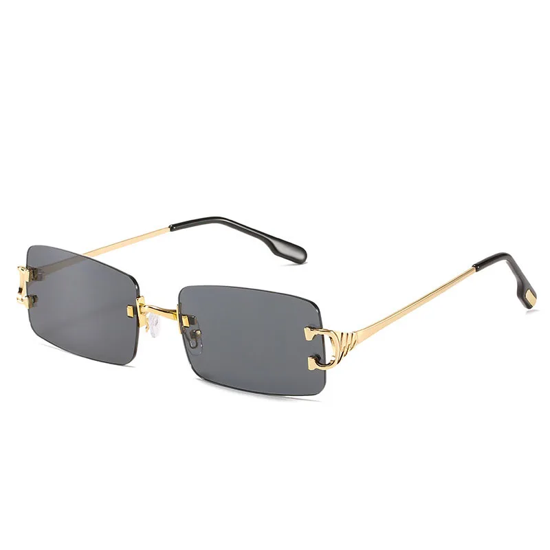 

Солнечные очки без оправы UV400 женские, модные солнцезащитные аксессуары в квадратной оправе, роскошные брендовые дизайнерские