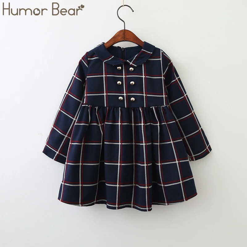 Humor Bear Girls Dresses Spring Autumn New Long Sleeve White & Black Patchwork Kids Children Clothes Casual Party Dress | Детская