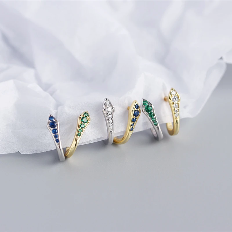 

PONYKISS Trendy S925 Sterling Silver Colorful Zircon Geometry Huggie Hoop Earrings for Women Party Delicate Accessory Jewelry
