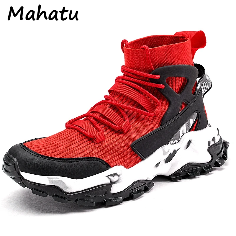 

Running Shoes for Men 2021 High Top Sock Sneakers Men Lightweight Comfortable Outdoor Walking Male Footwear Chaussure Homme
