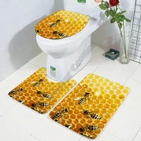 bee pattern funny 3d printed bathroom pedestal rug lid toilet cover bath mat set drop shipping
