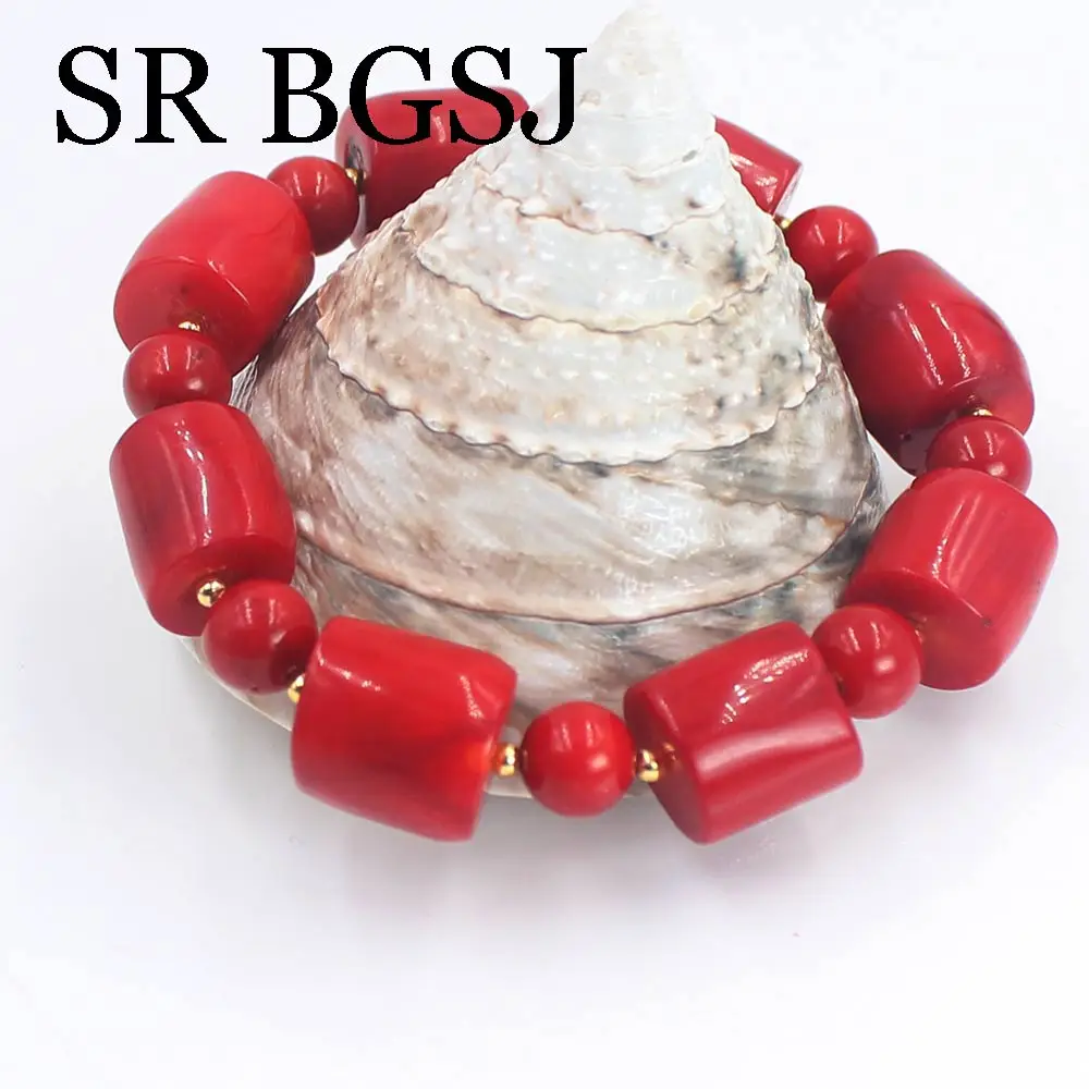 Бесплатная доставка Золотые бусы оранжевое красное коралловое ожерелье браслет