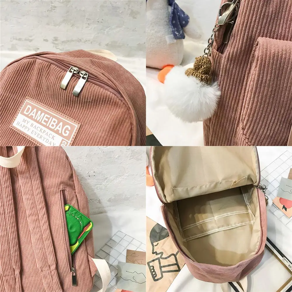

Stripe Cute Corduroy Backpack kawaii Women School Bag Teenage Luxury Girl Backpack Harajuku Female Fashion Bag Student Lady Book