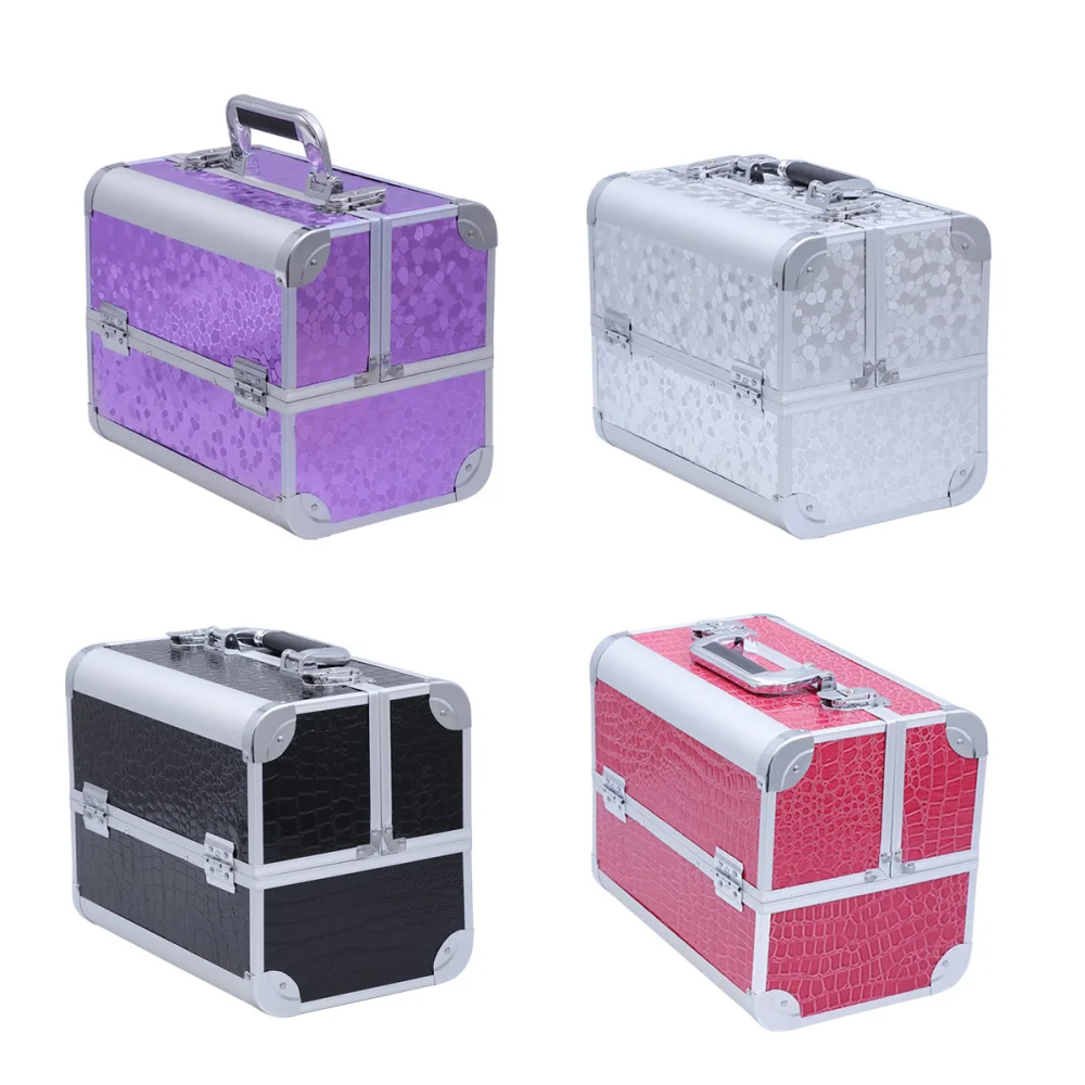 

Aluminum Alloy Large Capacity Make Organizer Professional Cosmetic Organizer Jewelry Box Travel Makeup Storage Box Cosm