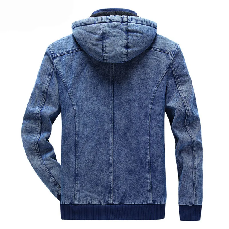 Мужские зимние теплые джинсовые куртки и пальто Idopy с капюшоном флисовой