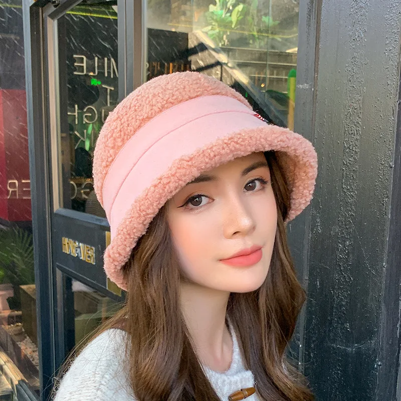 

2022 Female JiChao Imitation Lambs Wool Fisherman Hat Show Face Little Joker Warm Wool Bonnet Japanese Basin Hat Luxury Cashmere