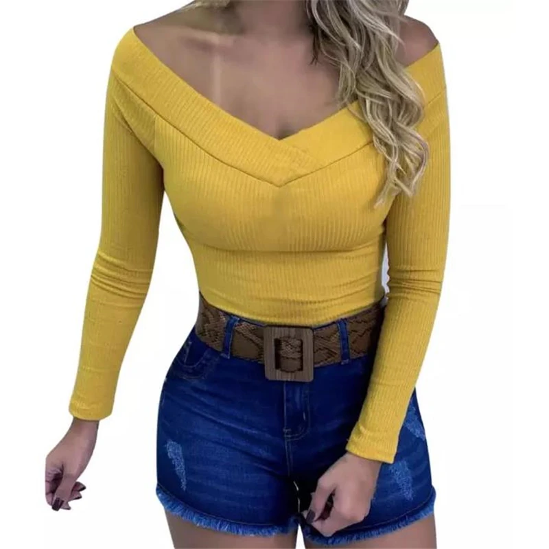 Сексуальное Женское боди с длинными рукавами повседневные облегающие
