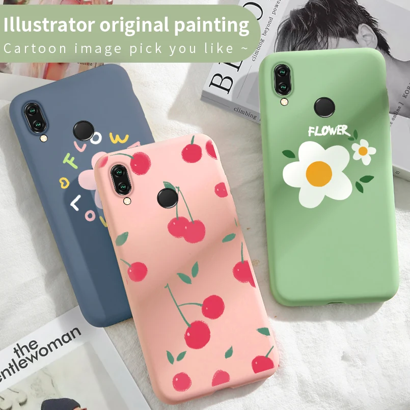 

ASINA Cute Flower Liquid Silicone Case For Huawei P20 P30 Lite Pro Fruit Clear Cover For Huawei Honor 9A 10 Mate 20 Pro Fundas