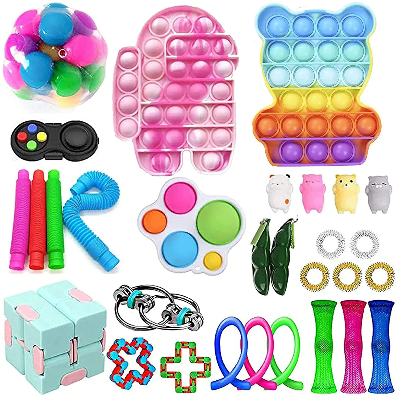 2021 30PC Cheap Fidget Toys Anti Stress Set Strings Relief Pack Gift for Adults Children Figet Sensory Squishy Relief Antistress