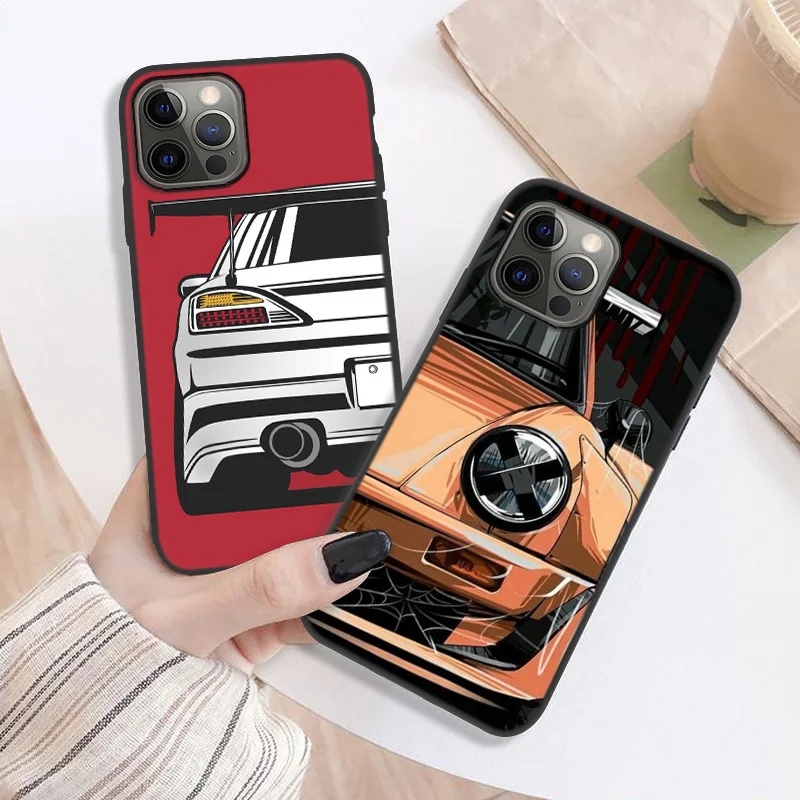 Japan JDM Sports Car Soft Case For iPhone 12 Pro Max Case Coque iPhone11 14 11 Pro 13 Mini XR XS Max X 7 8 6S Plus SE 2020 Cover