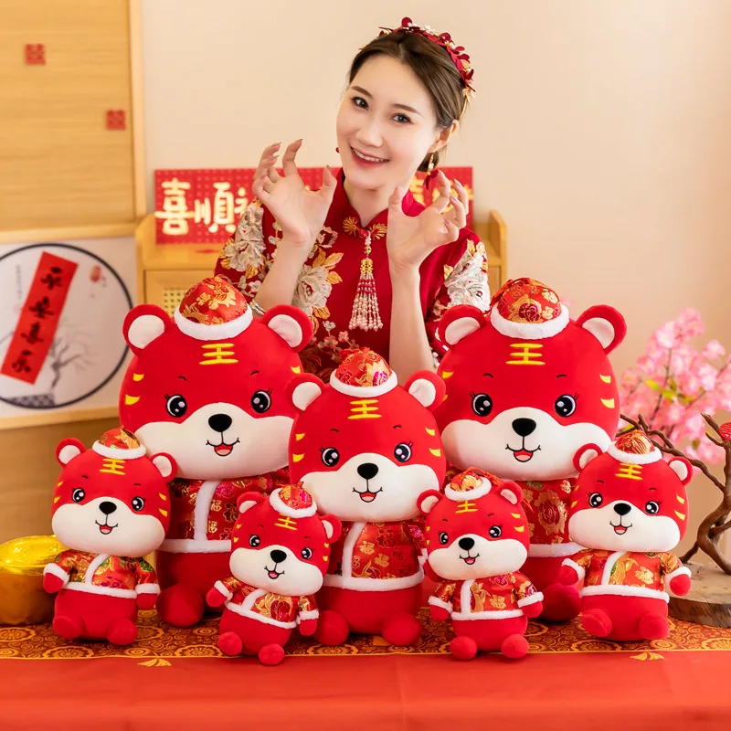 

2022 Chinese New Year Of The Tiger Mascot Doll Plush Toy Chinese Zodiac Tiger Cute Doll Toys Decoration For Kids Kawaii Gift