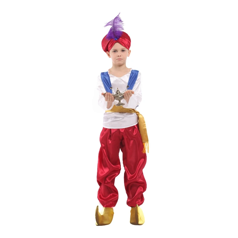 Kids Child Aladdin Costumes for Boys Arab Arabian Hero Prince Costume Halloween Purim Carnival Party Outfit