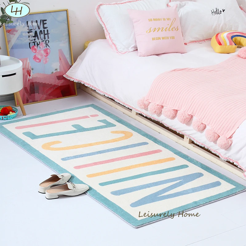 Бархатный ковер из овечьей шерсти с буквенным принтом скандинавский