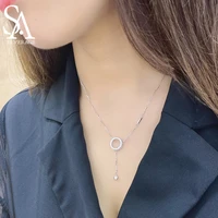 sa silverage luxury niche design simple wind slim clavicle chain s925 sterling silver ring love necklace female korea wind light