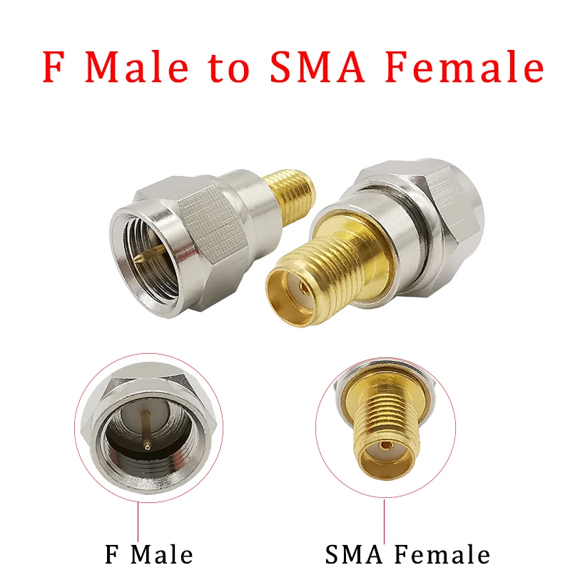 2 шт., переходник с разъема типа F на гнездо SMA, 50 Ом