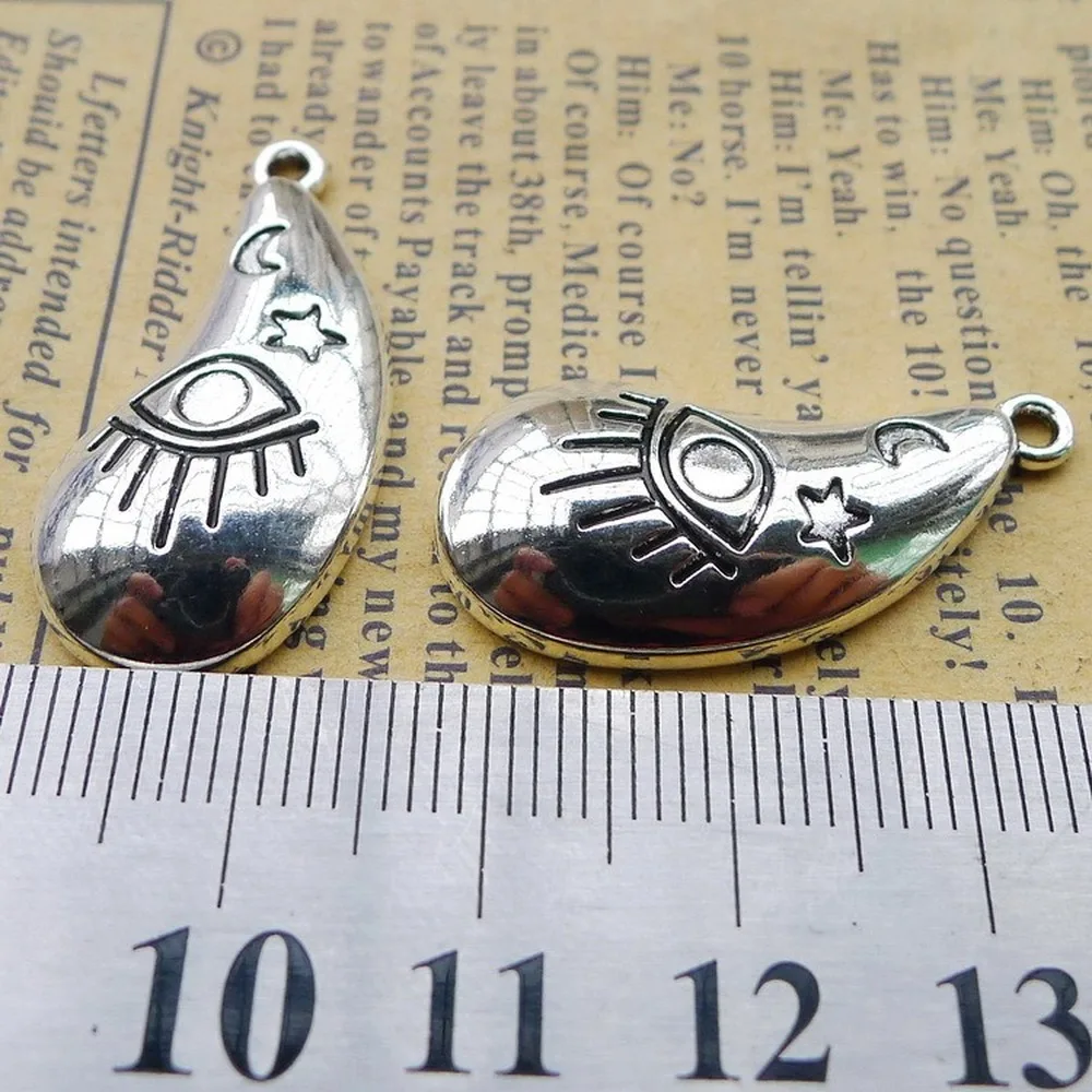 

100pcs Eye Charms 15mm x 31mm DIY Jewelry Making Pendant antique silver color