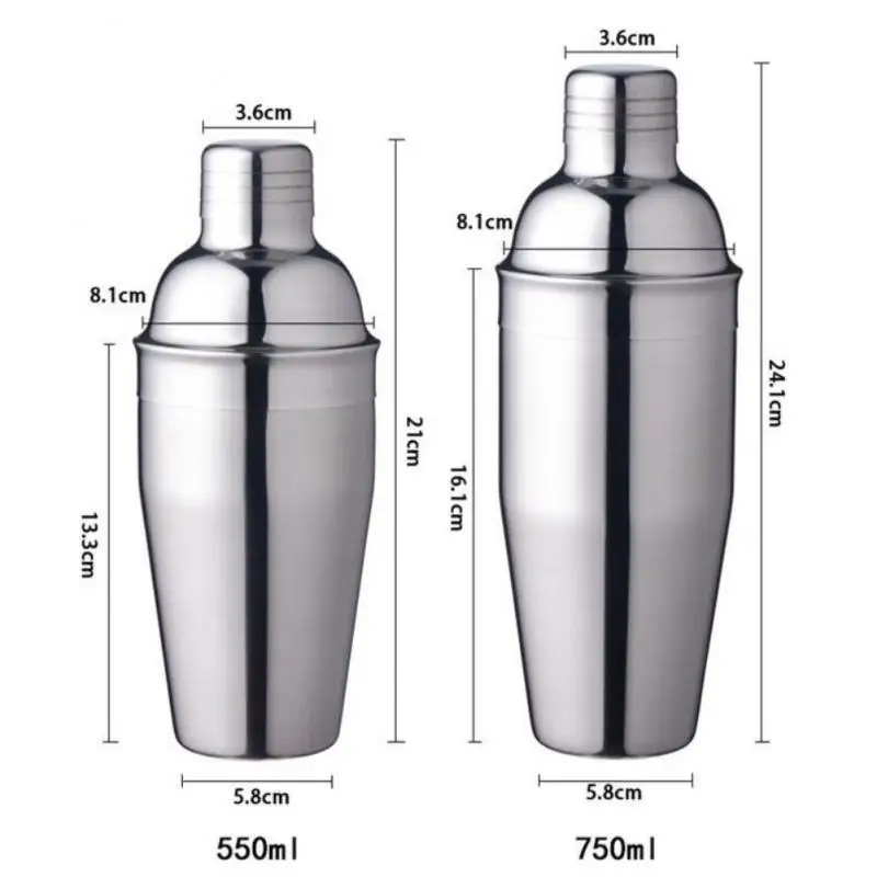 Stainless Steel Cocktail Shaker Mixer Wine Martini Boston Shaker For Bartender Drink Party Bar Tools 550ML/750ML Bartender Tool images - 6