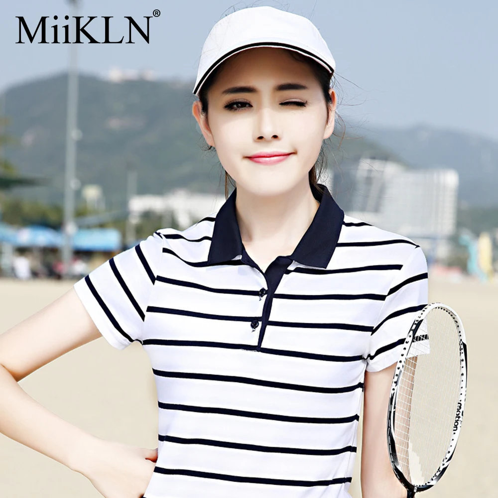 MiiKLN красная розовая белая женская хлопковая Футболка поло с коротким рукавом