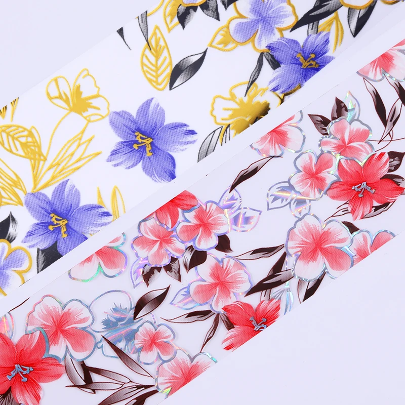 1 рулон цветов изображения ногтей фольги красочные цветочные переводные