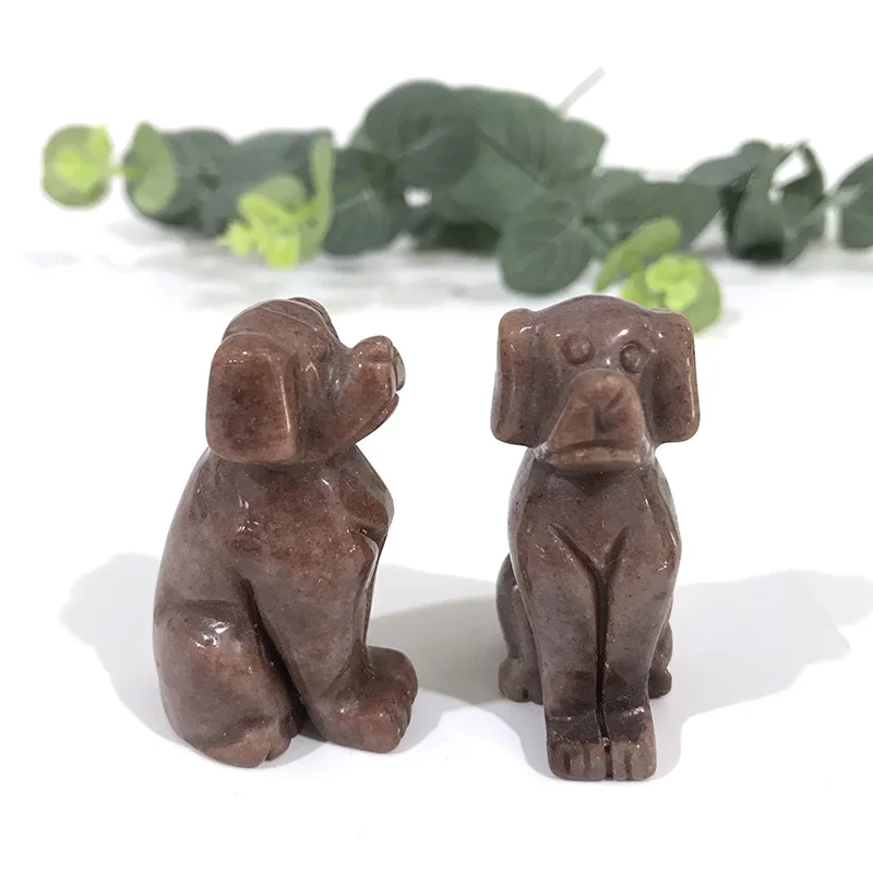 2 шт. дюйма натуральный минеральный резной красный плавления кристалл собака